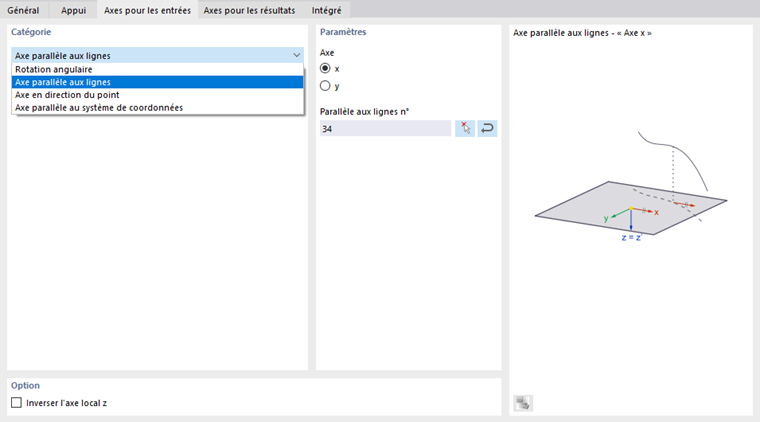 Définition de l’orientation des axes d’entrée