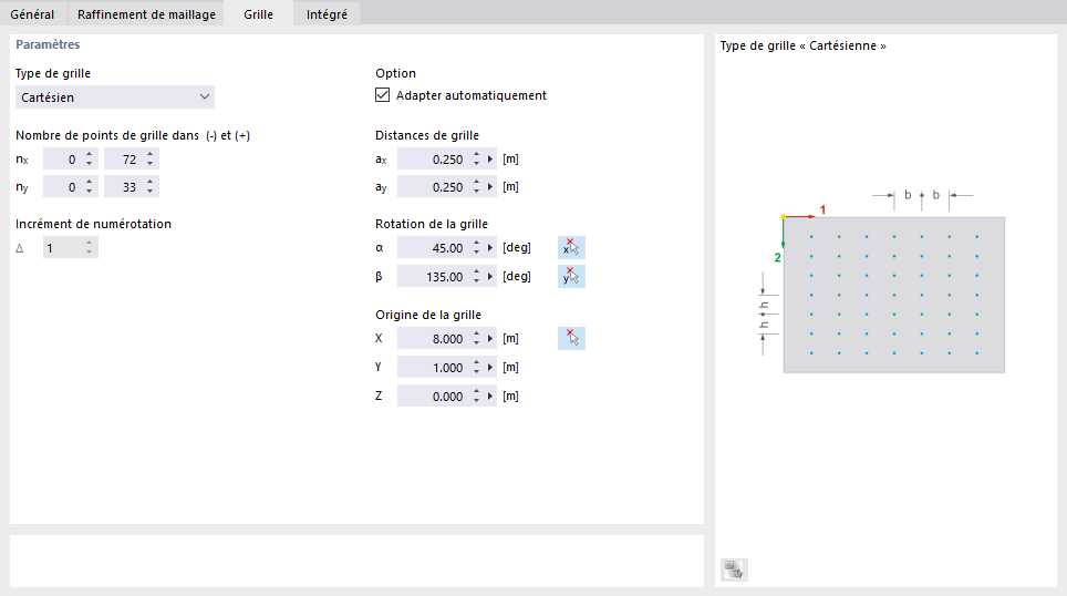 Ajustement de la grille de surface