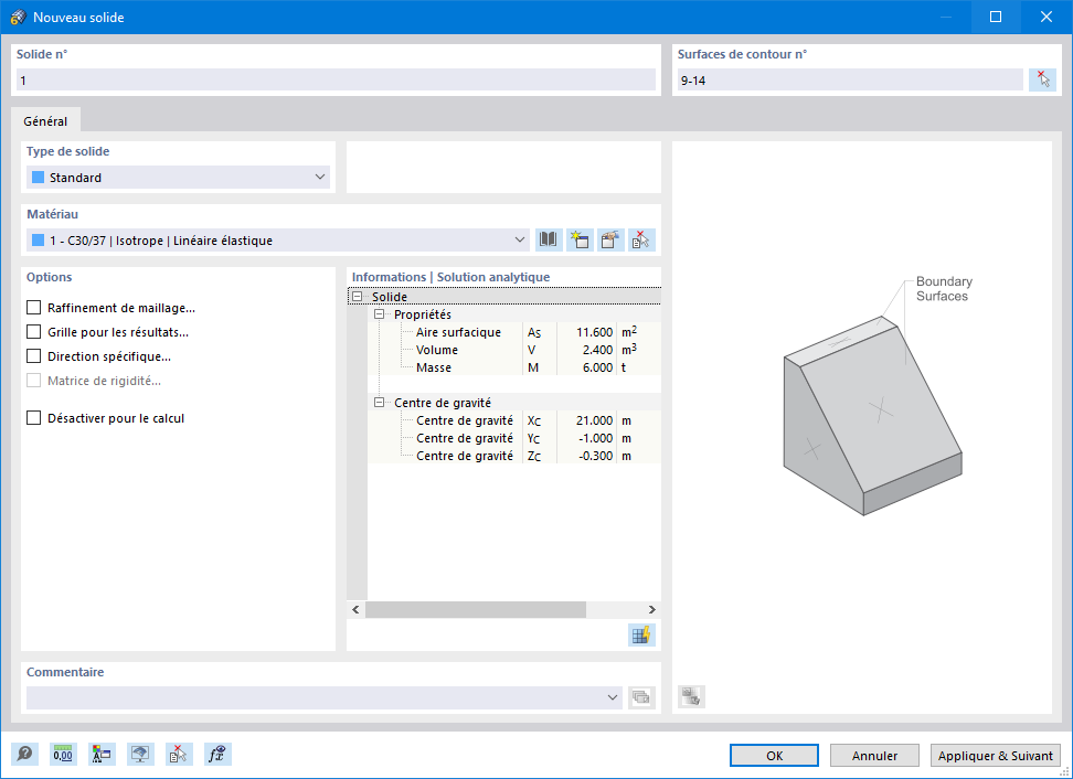 Boite de dialogue « Nouveau solide »