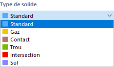Sélection du type de solide