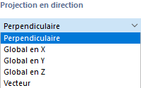 Sélection de la direction de projection