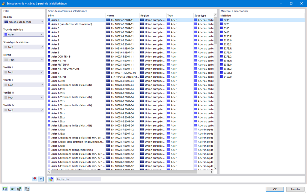 Fonctionnalité 001994 | Bibliothèques des sections et des matériaux