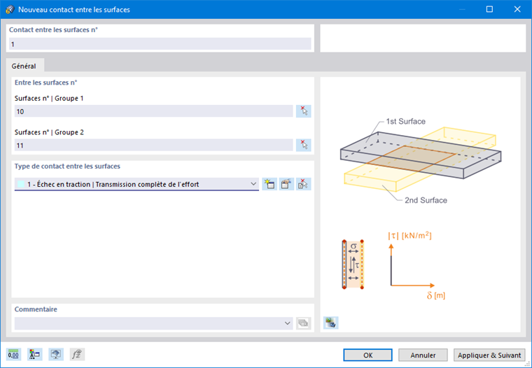 Boite de dialogue « Nouveau contact entre les surfaces »