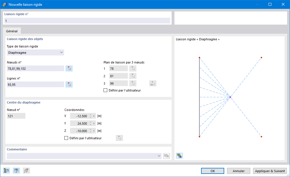 Liaison rigide par diaphragme