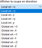 Sélection de la direction de l’affichage de la coupe