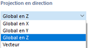 Sélection de la direction de projection