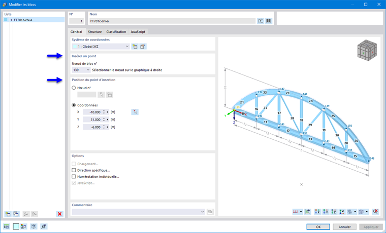 Définition des points d’insertion