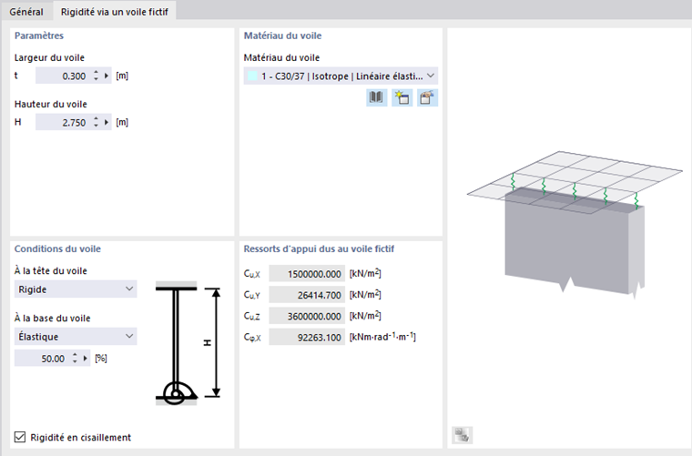 Définition de la rigidité via un voile fictif