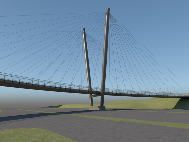 GT 000444 | Pont courbe à haubans : Reconstruction de la Ständerstraße - Pont de la piste cyclable A8