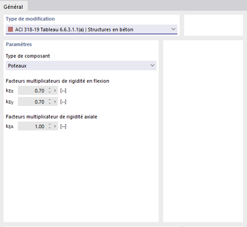 Paramètres pour l’ACI