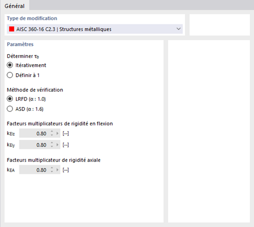 Paramètres pour l’AISC