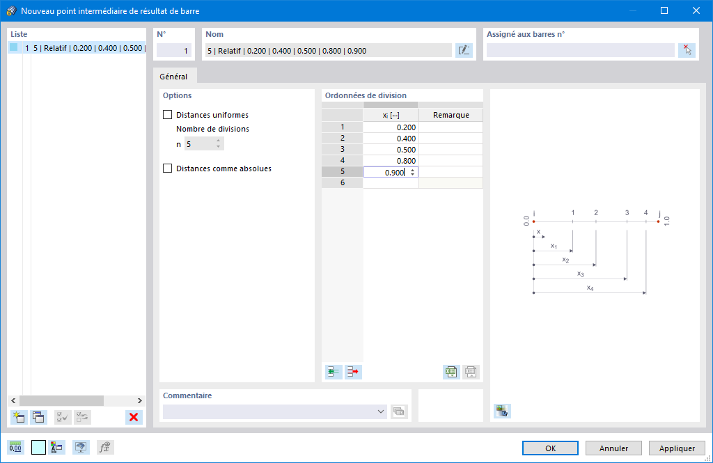 Boîte de dialogue « Nouveau point intermédiaire de résultat de barre »