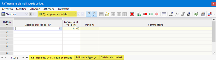 Types pour les solides dans les tableaux
