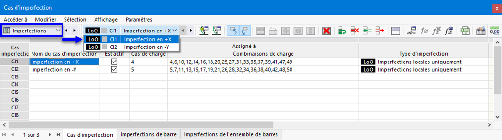 Imperfections et cas d’imperfections dans les tableaux