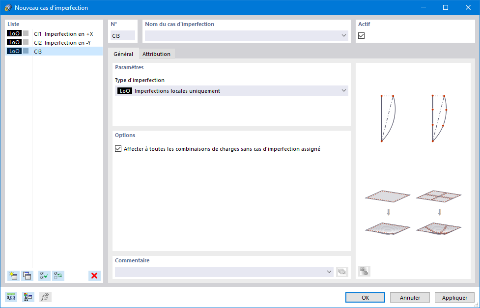Boîte de dialogue « Nouveau cas d’imperfection »