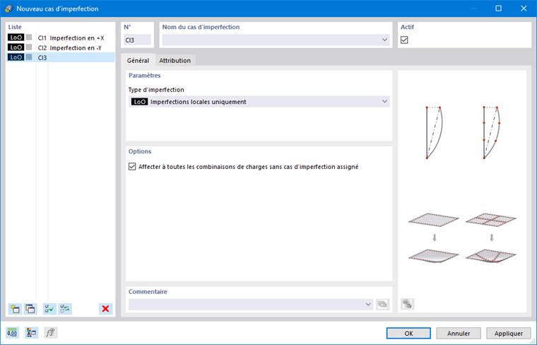 Boîte de dialogue « Nouveau cas d’imperfection »