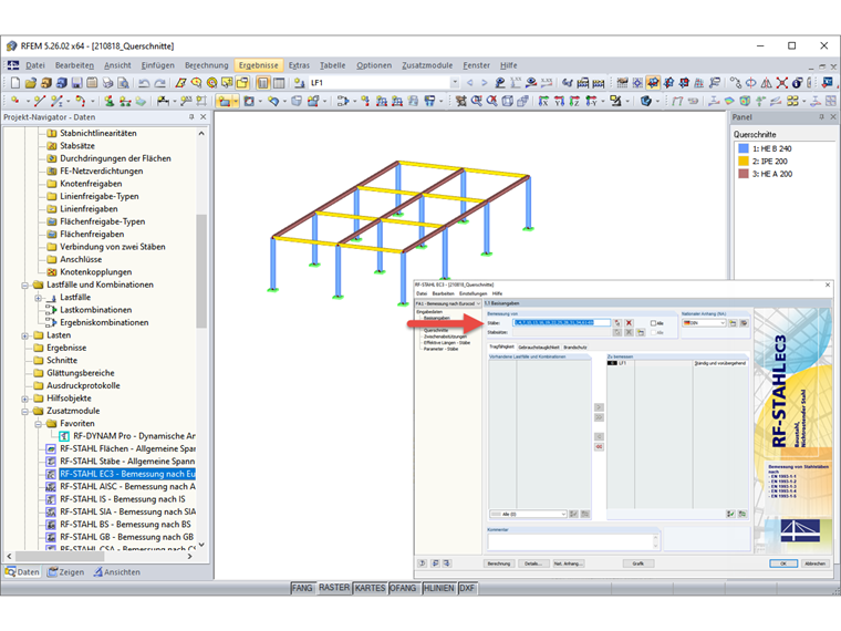FAQ 005055 | Il y a une section que je ne souhaite pas calculer dans le module additionnel RF-/STEEL EC3. Comment exclure rapidement cette section de la sélection ?