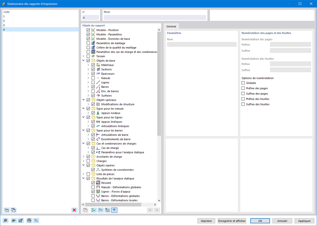 Fonctionnalité 002036 | Sélection des contenus du rapport d’impression