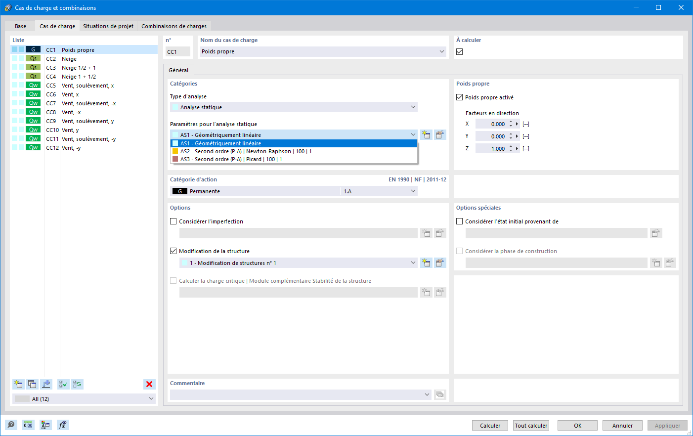 Fonctionnalité 002027 | Réglage individuel des paramètres de calcul