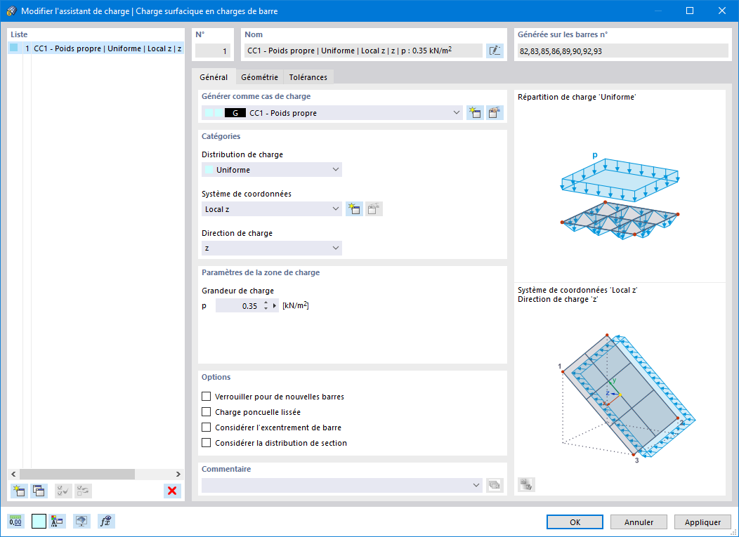 Fonctionnalité 002014 | Génération de charges surfaciques en charges de barre/linéiques