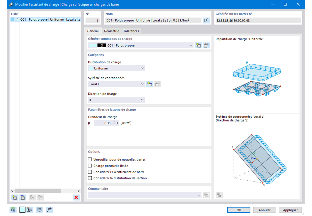 Fonctionnalité 002014 | Génération de charges surfaciques en charges de barre/linéiques