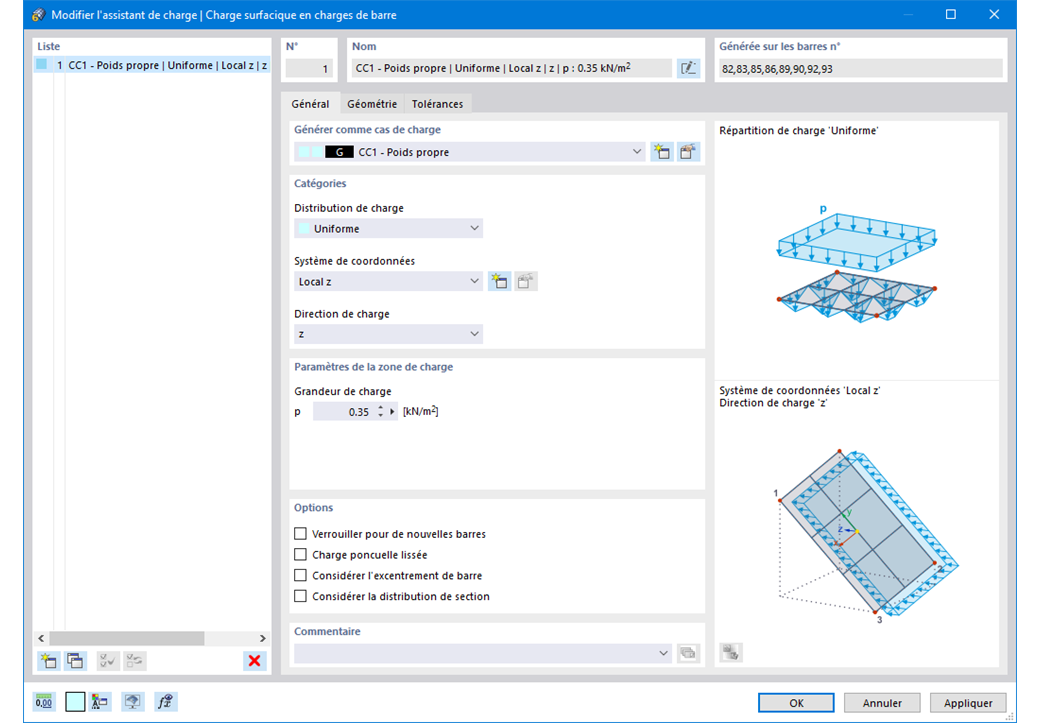 Fonctionnalité 002014 | Génération de charges surfaciques en charges de barre/linéiques