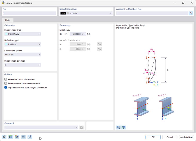 Boite de dialogue « Nouvelle imperfection de barre »