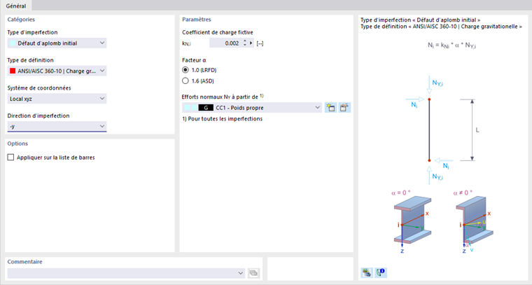 Paramètres de défaut d’aplomb selon ANSI/AISC