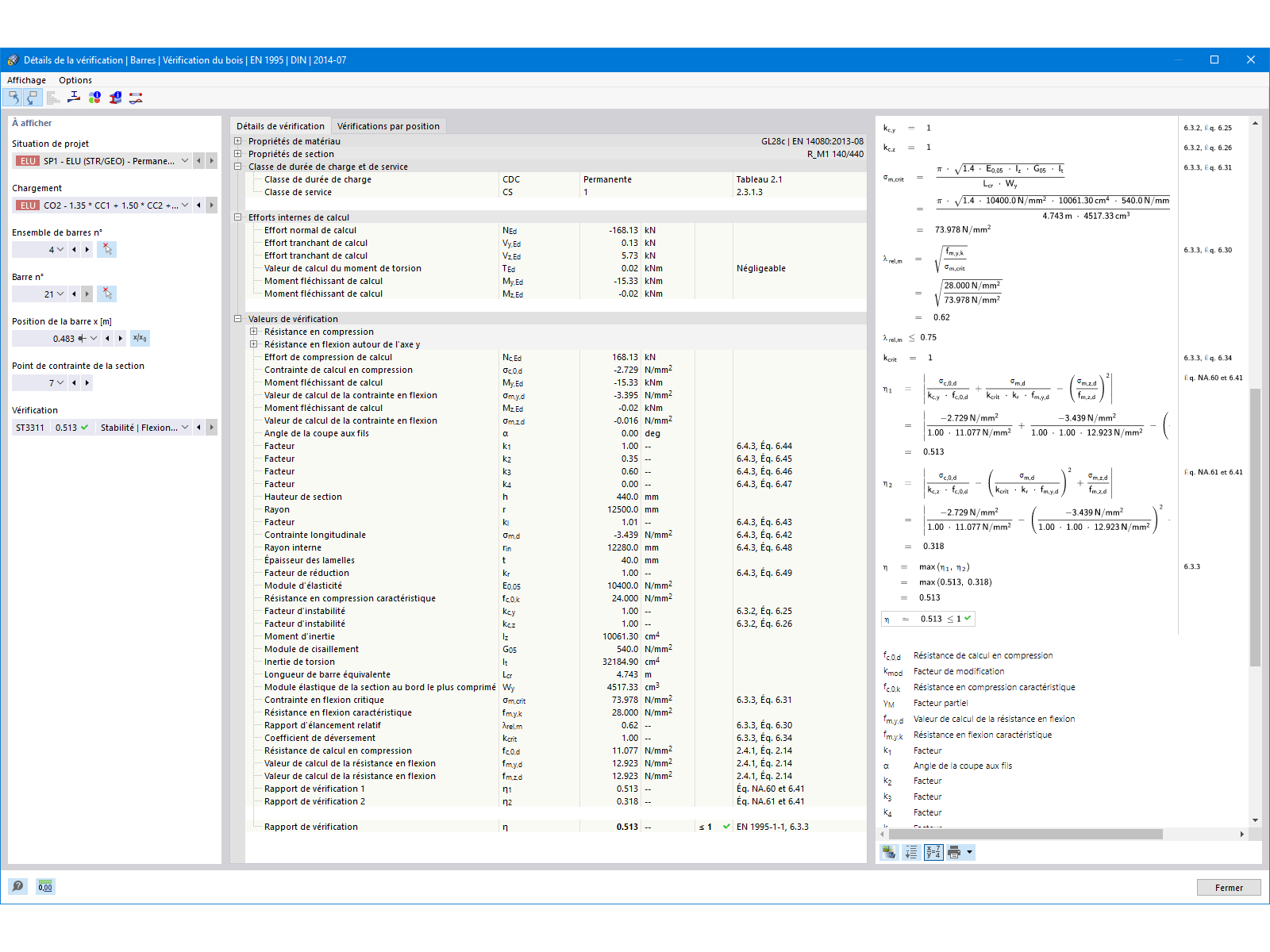 Barres - Détails de calcul