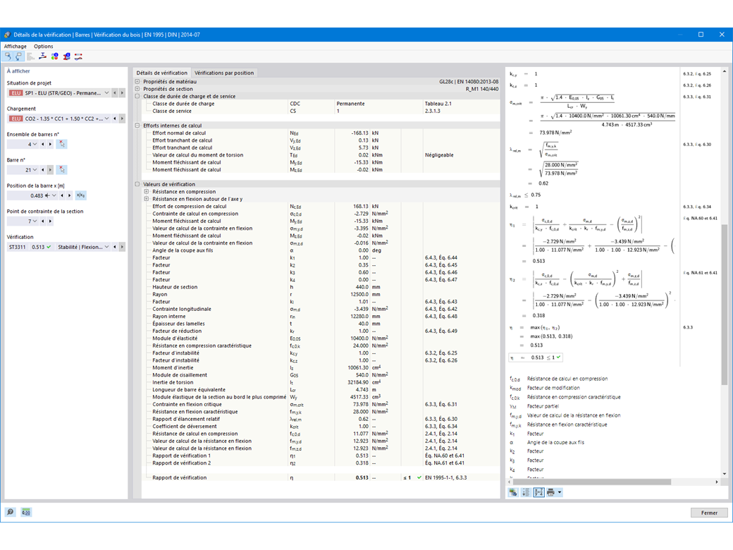 Barres - Détails de calcul