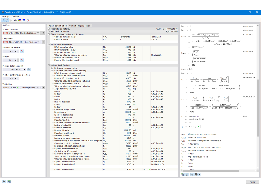 Barres - Détails de calcul