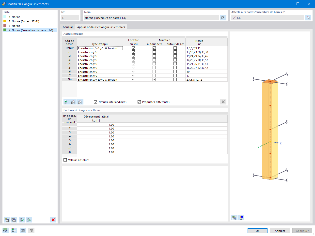 Définition des longueurs efficaces