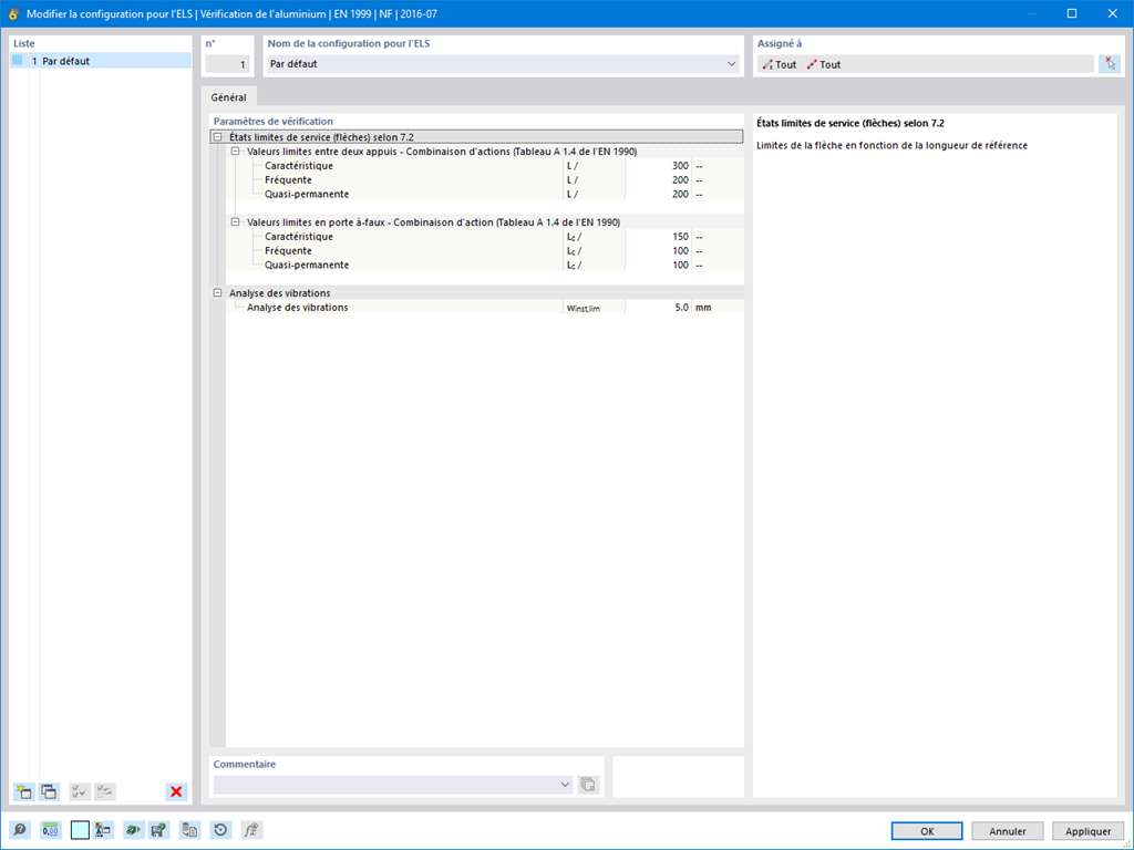 Configuration pour la vérification d’éléments en aluminium