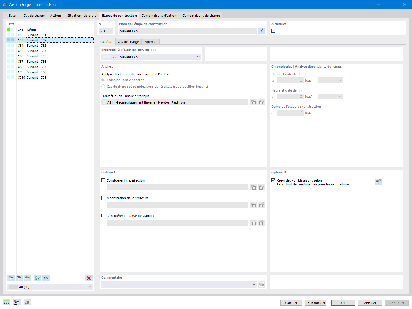 Paramètres d’analyse