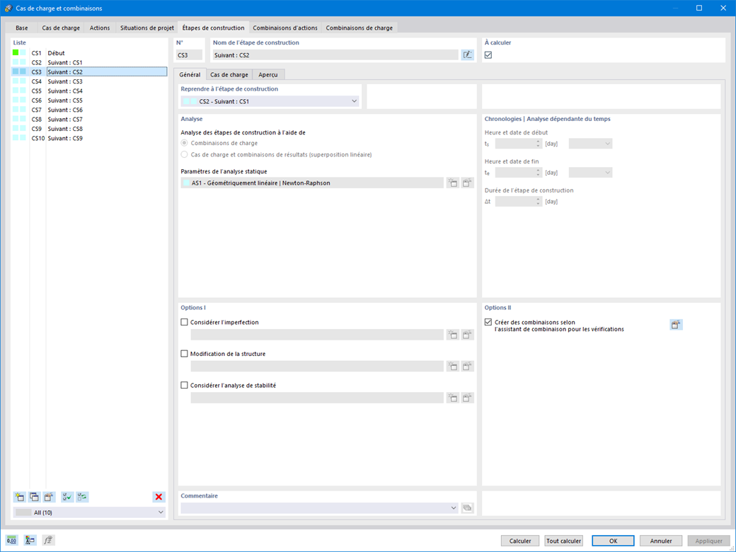 Paramètres d’analyse