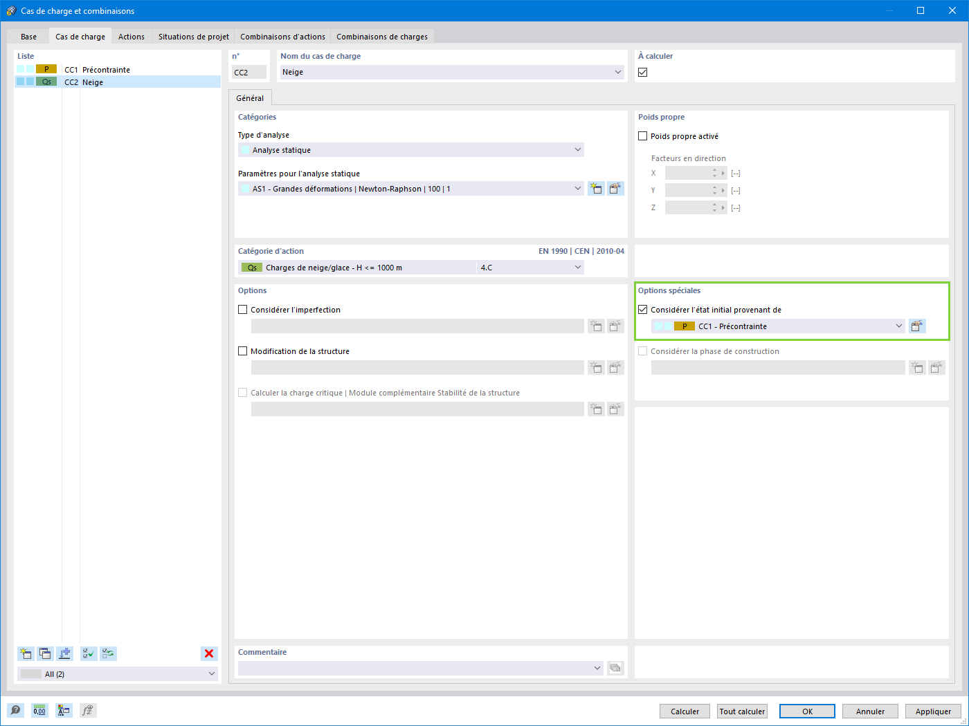 Considérer l'état initial