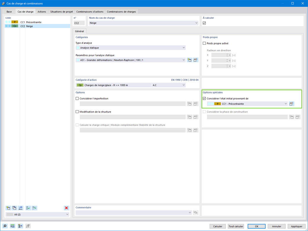 Considérer l'état initial