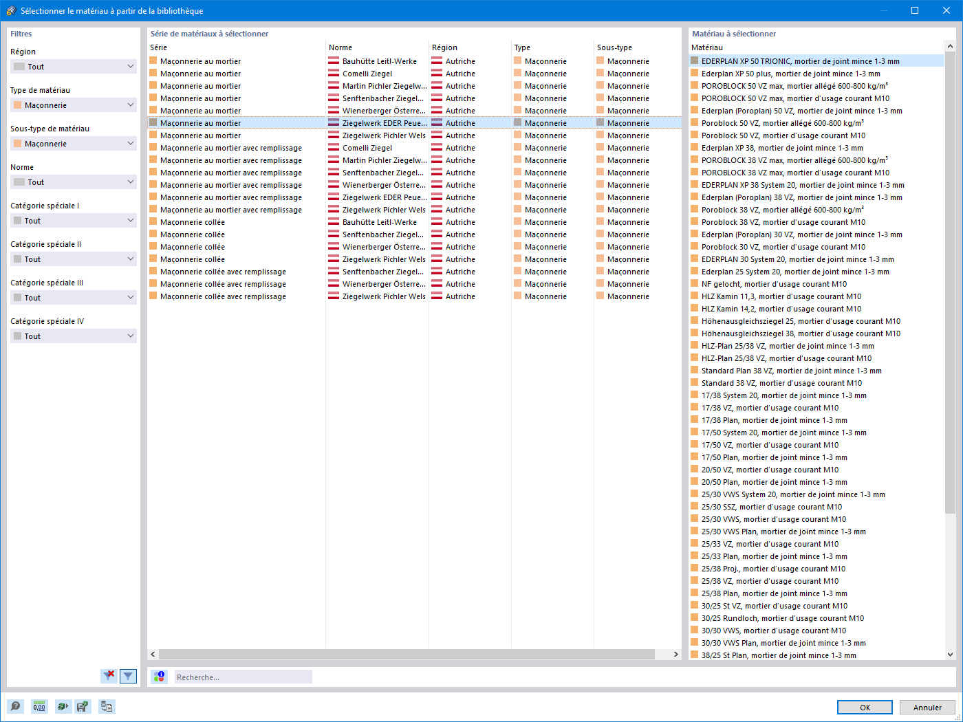 Maçonnerie dans la bibliothèque de matériaux