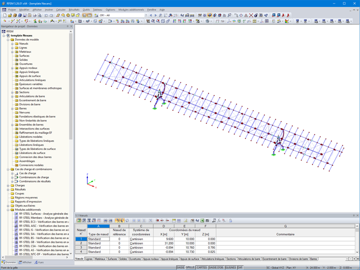 Modèle du tracker solaire dans le logiciel RFEM
