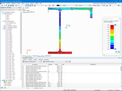 Représentation tabulaire des propriétés de la section et distribution graphique des contraintes pour une vérification générale de section.