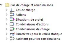 Cas de charge et combinaisons dans le navigateur