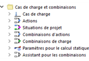 Cas de charge et combinaisons dans le navigateur