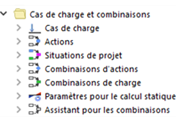 Cas de charge et combinaisons dans le navigateur