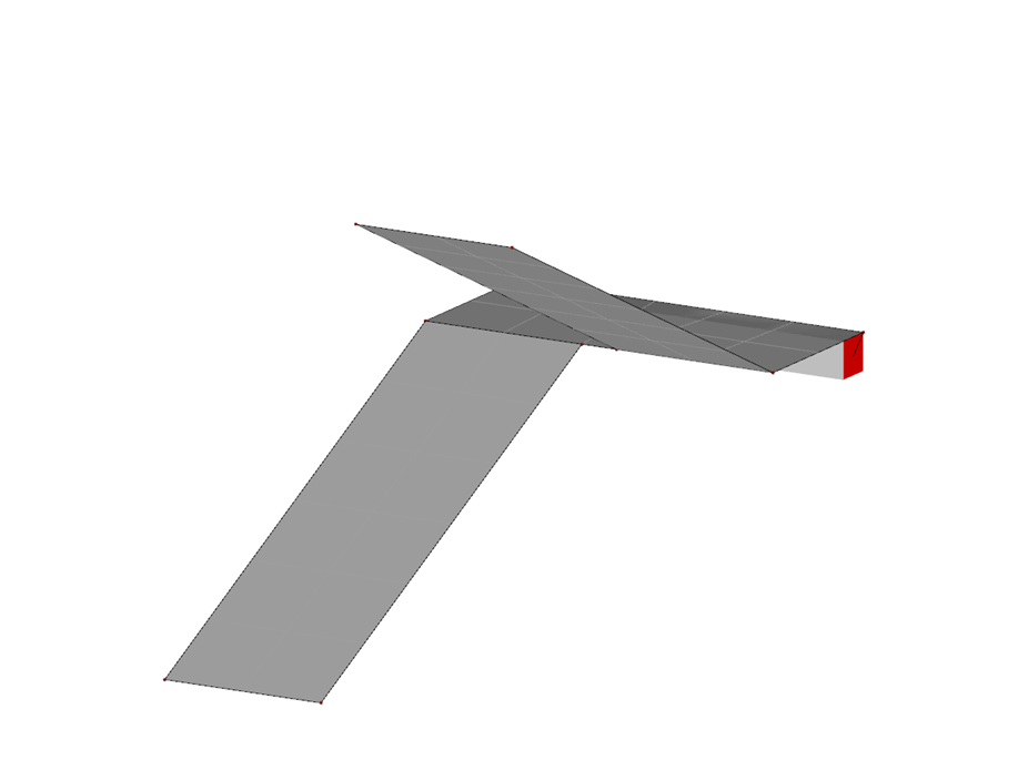 Escalier droit avec 1 palier et 2 versants et poutres