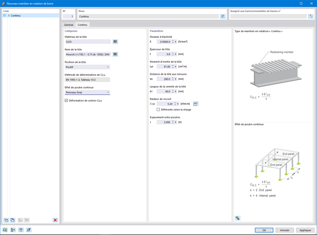 Considération du maintien en rotation des barres