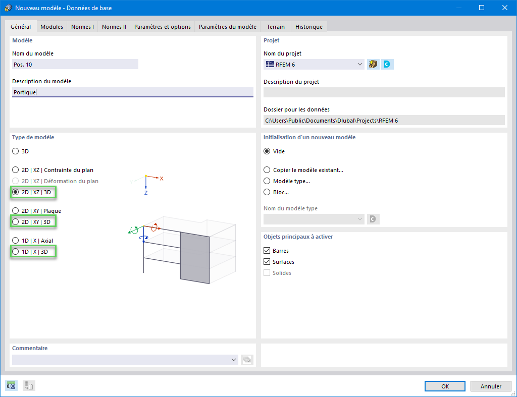 Nouveaux types de modèle dans RFEM 6
