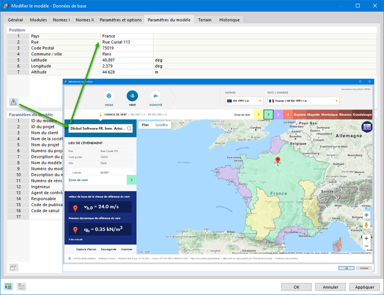 Adoption automatique du chantier de construction pour la détermination des charges