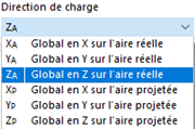 Sélection de la direction de charge dans le repère global