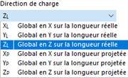 Sélection de la direction de charge dans le repère Global