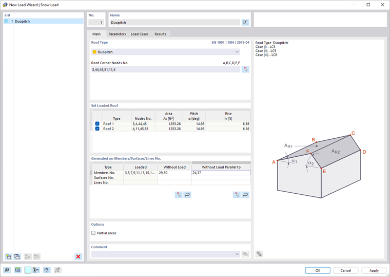 Boite de dialogue « Nouvel assistant de charges | Charge de neige »